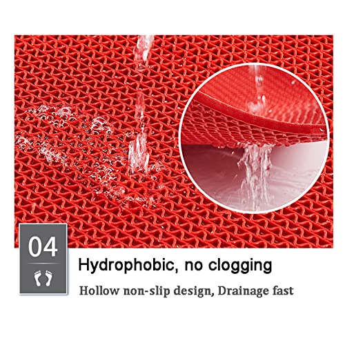WLWLEO Drainage Flooring Mats Commercial Anti-Fatigue Rubber Matting 3x10 Ft Heavy Duty Non-Slip Floor Mats for Swimming Pool Shower Room Bathroom Garage Kitchen Patio,Red,0.9×3M - color: Red