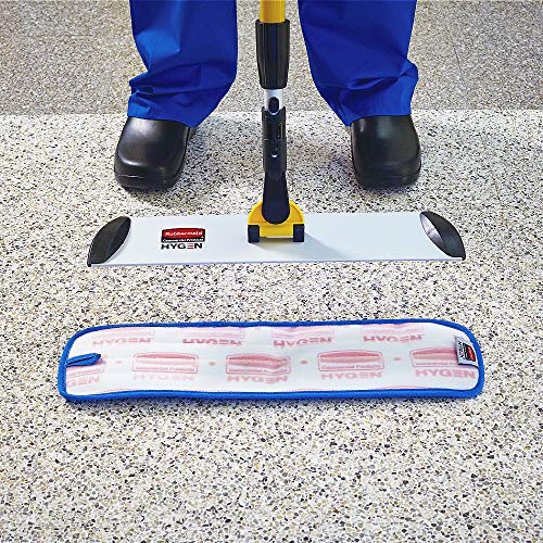 Rubbermaid Commercial Products Mop Head for Microfiber Damp Mop, 18-Inch, Blue, Heavy-Duty Single Sided Cleaning Cloth for Hardwood/Tile/Laminated Floors in Kitchen/Lobby/Office - style: Reusable Microfiber Blue - 1ct