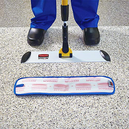 Rubbermaid Commercial Products Mop Head for Microfiber Damp Mop, 18-Inch, Blue, Heavy-Duty Single Sided Cleaning Cloth for Hardwood/Tile/Laminated Floors in Kitchen/Lobby/Office - style: Reusable Microfiber Blue - 1ct