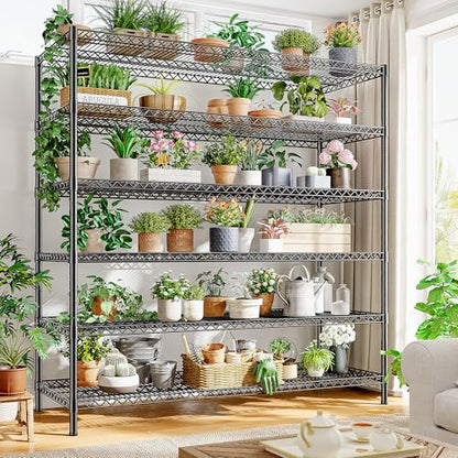 REIBII 6-Tier Heavy Duty Wire Shelving Unit, 3840LBS Storage Shelf Rack - size: 83"H x 55.5"W x 18"D