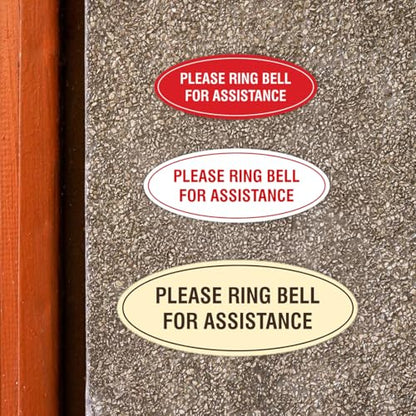 Signs ByLITA Oval Please Ring Bell For Assistance Sign (Brushed Gold) - Small - color: Brushed Gold, size: 2 x 5" - Small (1 Pack)