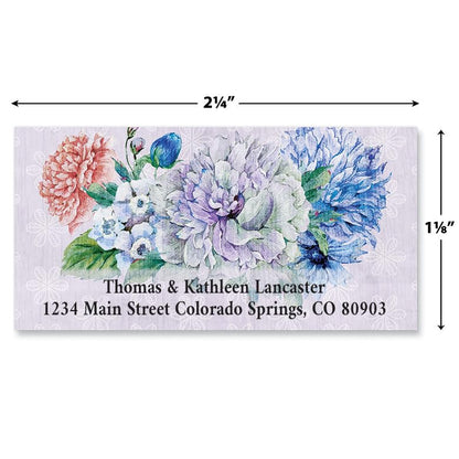 Garden Blues Personalized Deluxe Address Labels - Set of 144, Self-Adhesive, Large Flat-Sheet Deluxe Labels - color: Garden Blues