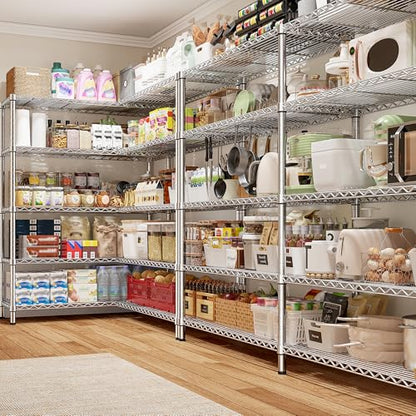 REIBII Chrome Metal Shelving, 70" W & 1500LBS Heavy Duty for Kitchen - style: Chrome-70" W*15.8" D*72.4" H