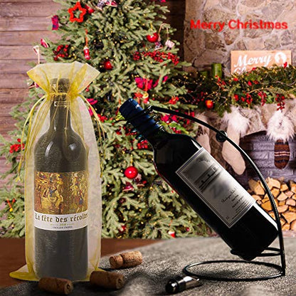 HRX Package 30pcs Mesh Organza Wine Bags for Gift Giving (Gold) - color: Gold