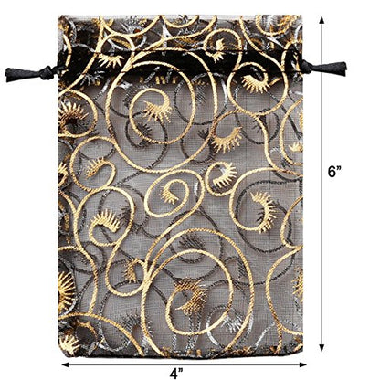 Stratalife Organza Bags with Drawstring 4"x6", 50PCS - color: 50pcs Eyelash Black 4x6