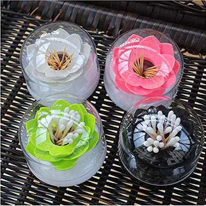 Bloss 2 Pack Cotton Swab Holder Qtip Dispener, Toothpick Box(Green + Pink) - color: Green+Pink