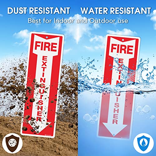 T&R Metal Fire Extinguisher Sign - 12 Pack - 12"x4" .040 Rust Free Heavy Aluminum, Reflective, Waterproof, Weatherproof and Fade Resistant, 2 pre-drilled holes, Easy to Install Indoors and Outdoors - color: RED - 12" x 4" - 12 Pack - Metal