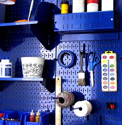 Wall Control Pegboard 32in x 16in Blue Metal Pegboard Tool Board Panel - color: Blue