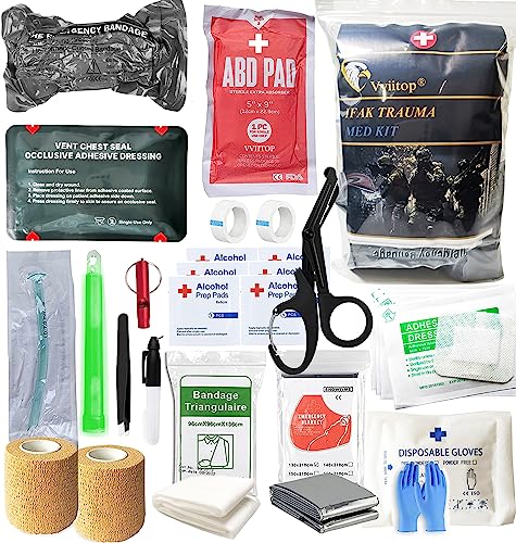 Trauma Refill Kit Med Pack IFAK First Aid | Vented Chest Seal | Israeli Bandage | ABD Pad | Self-Adhesive Bandages | Compressed Gauze | Bleeding Control Pack Feat Med Kits (Superior) - style: Superior