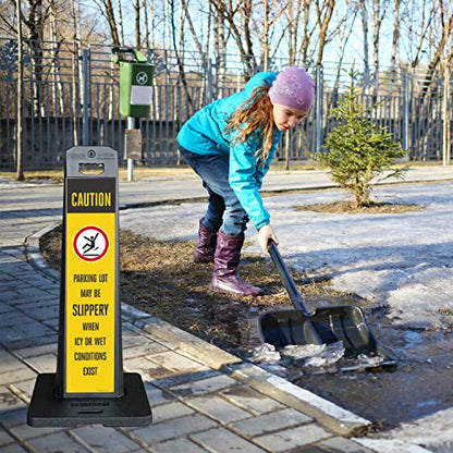 SmartSign Parking Lot Slippery When Icy Or Wet LotBoss Vertical Panel Sign Kit with Rubber Base, Double-Sided, 7.875" x 35.5" 3M Engineer Grade Reflective Parking Lot Sign, Plastic Frame, USA-Made - color: 7.875" x 35.5" - EG Reflective Lotboss Sign Kit