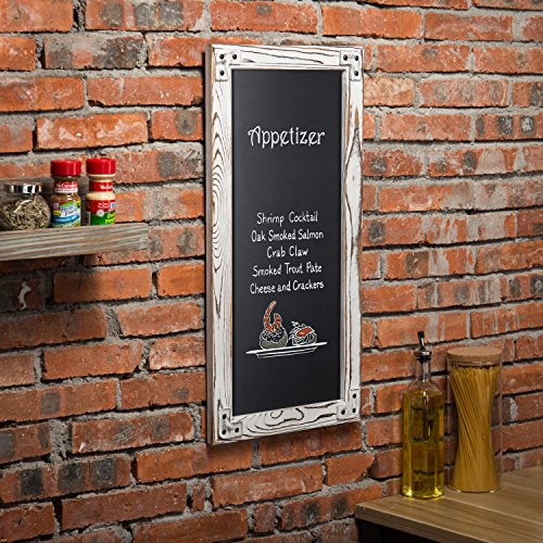 MyGift Wall Mounted Large Chalkboard Sign with Whitewashed Wood Frame - color: White Washed