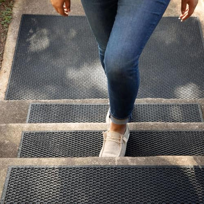 Mohawk Home Indoor Outdoor 6 Pack (0' 9" x 2' 11" Stairtread) Heavy Duty Rubber Floor Mat Anti Slip Restaurant Kitchen for Garage Garden Industrial Pool Entrance Bar Wet Area - size: 6 Pack (0' 9" x 2' 11" Stairtread)