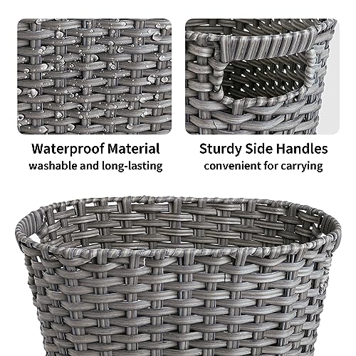 GRANNY SAYS Wicker Bathroom Trash Can, Wicker Waste Basket, Dark Gray - color: Dark Gray, size: Rectangular - 13"L x 7½"W x 12¼"H
