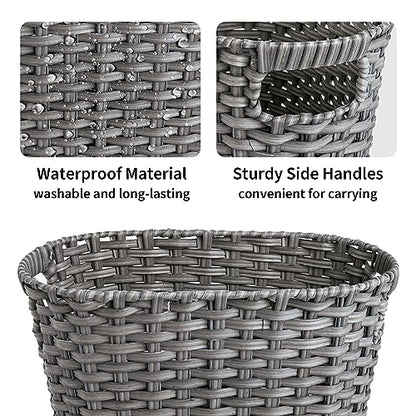 GRANNY SAYS Wicker Bathroom Trash Can, Wicker Waste Basket, Dark Gray - color: Dark Gray, size: Rectangular - 13"L x 7½"W x 12¼"H
