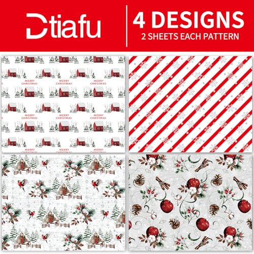 Dtiafu White Christmas Wrapping Paper 4 Watercolor Holiday Style Gift Wrap Paper Bulk for Xmas Birthday, 20 X 28 Inches, Folded Flat (8 Sheet) - color: Funny