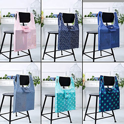 Cloth Tote Bags, Reusable, Foldable, Recycle for Shopping, Fits in Pocket, Eco Friendly for Groceries, Water Resistant, Lightweight, Strong & Durable Large (6Pack)
