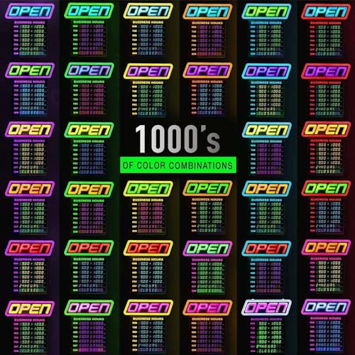 LED Open Sign for Business with Programmable Business Hours — Green Light Innovations Bluetooth App, 4,000+ Color Combos, Flash/Scroll/Neon Modes, 100,000-Hr LEDs, 3-Year Warranty, 15×16.5 in - size: 15 x 16.5 inches