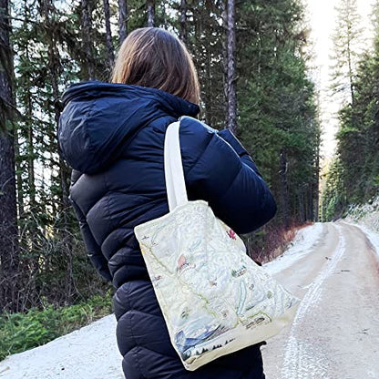 Xplorer Maps Canvas Tote Bag with Handles, Cloth Grocery Shopping Bag, Reusable & Eco-friendly Bag, 100% Cotton, Washable - color: Acadia National Park