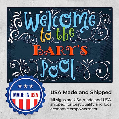 Custom Pool Sign, Welcome to The Pool, Fun Colors, Christmas Gift Dad - color: D203, size: 10x14