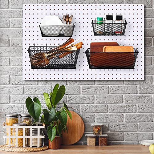 Sieral 4 Pcs Metal Pegboard Baskets Wire Organizer, Large, Black - color: Black, size: Large