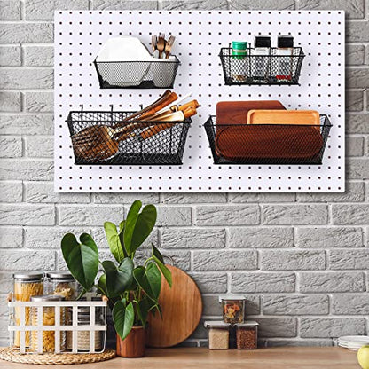 Sieral 4 Pcs Metal Pegboard Baskets Wire Organizer, Large, Black - color: Black, size: Large