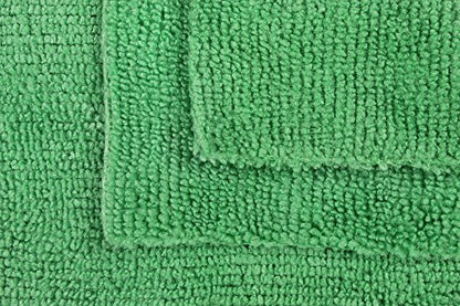 CleanAide Ultrasonic-Cut 300 GSM Microfiber Cleaning Towels, Lint-Free, Scratch-Free, Highly Absorbent, Durable & Reusable with Label-Free Edges for Auto, Home & Commercial Use, 14" x 14", 12-Pack, - color: Green
