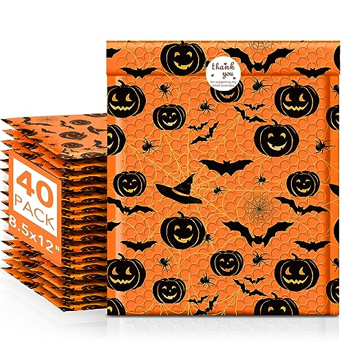 Fuxury Bubble Mailers 8.5x12 Inch 40 Pack Halloween Padded Envelopes - color: Orange, size: 8.5x12" 40 PC