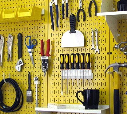 Wall Control Pegboard 32in x 16in Yellow Metal Pegboard Tool Board Panel - color: Yellow