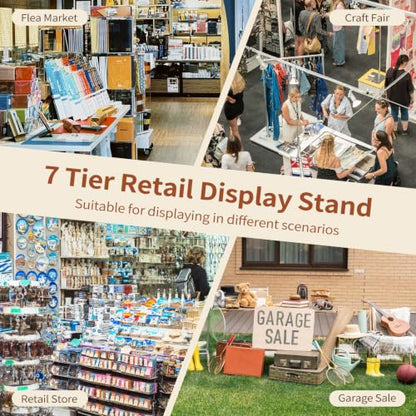 Flenpptly Retail Display Stand, 7-Tier Rotating Display Rack, White - color: 7-Tier White