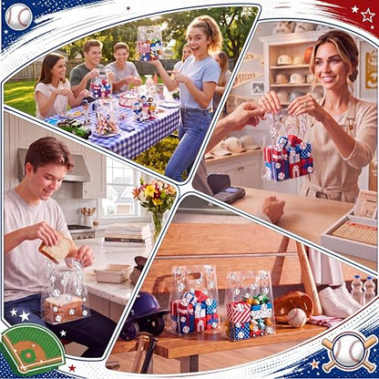 Pasimy 12 Pcs Baseball Gift Bags with Handles, Clear Baseball Plastic Bags - style: Clear Baseball