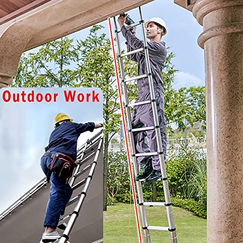 12.5 FT Telescoping Aluminum Extension Ladder, 330 lbs Capacity - size: 12.5ft