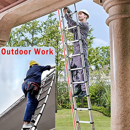 12.5 FT Telescoping Aluminum Extension Ladder, 330 lbs Capacity - size: 12.5ft
