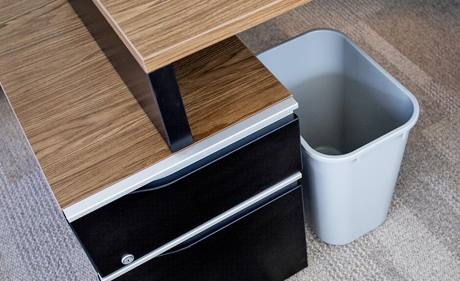 Rectangular Commercial Office Trash and Recycling Combo Bins Wastebasket Deskside B (Black and Grey, 10 Gallon) - color: Black and Grey, size: 10 Gallon
