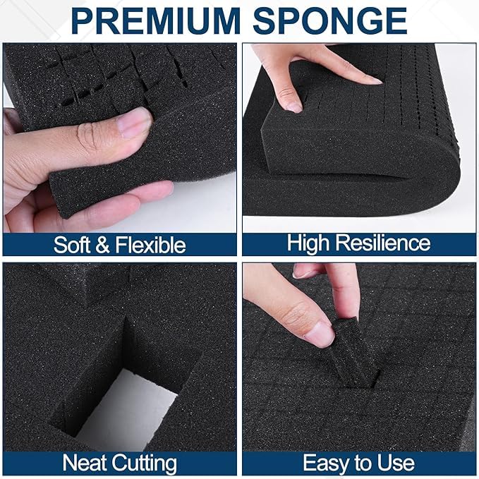 4 Pcs Pick and Pluck Foam Sheets 16" L x 12" W x 1" T Polyurethane Pick Apart Foam Inserts Pads with Bottom Use for Camera, Interlocking Case, Tool Box, Board Box, Storage Drawer, Black - size: 1 Sizes - 4 Pcs -16 x 12 x 1 Inches