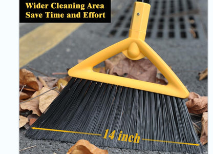 Heavy Duty Broom Outdoor and Indoor, 3 Pack Upgraded Commercial Angle Brooms, Perfect Yellow Broom of House, Kitchen, Garage, Courtyard - color: Yellow *3p