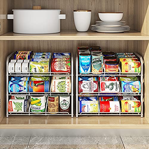Can Rack Organizer,3 Tier Stackable Can Storage Dispenser,Sliver - color: Silver