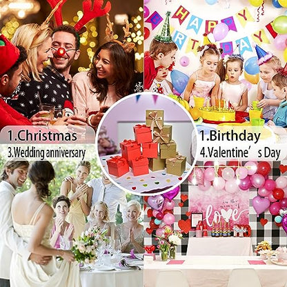 Gift Box with Lid & Ribbon for present, 12pcs, 4"×4"×4" - color: Gold & Red, size: 4 x 4 x 4 Inch
