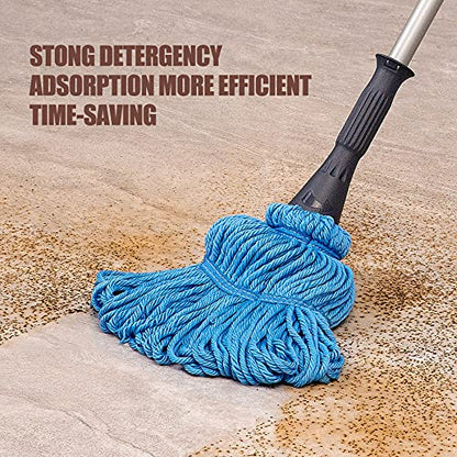 Eyliden Mop with 2 Reusable Microfiber Heads, Easy Wringing Twist Mop - color: Blue