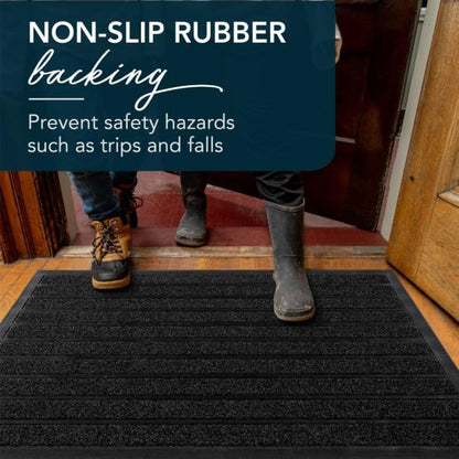 ubdyo Extra Durable Door Mat Outside Entrance (36" x 24", Bright Black) - color: Bright Black, size: 36" x 24" (Rectangular)