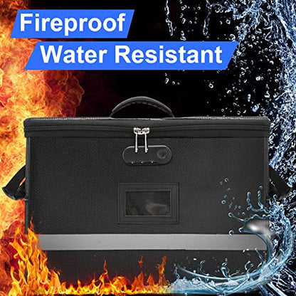 EXLIFBAG Fireproof File Organizer with Lock, 1 Layer - color: Black, size: 1 Layer