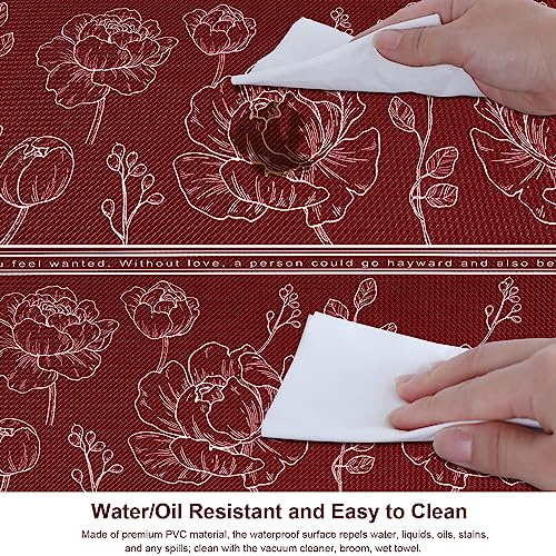 Kitchen Floor Mat Set of 2, Anti Fatigue Kitchen Mat 20"x32"+20"x47" - color: Red, size: 20"x32"+20"x48"
