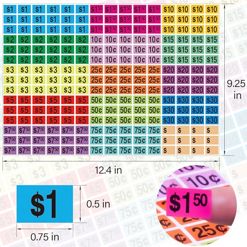 YSHIHE 2025 Pcs Garage Sale Stickers,1/2" X 3/4" Yard Sales Price Sticker - style: Rectangular - 2025pcs