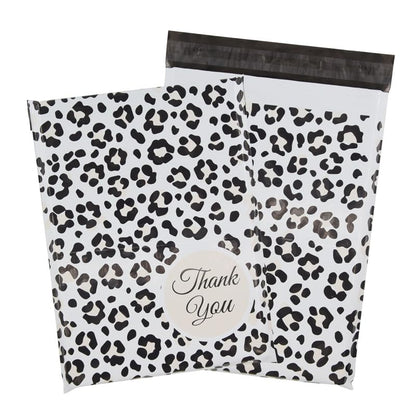 100x Poly Mailers 10x13 Inch Mailing Bags Colorful Thank You Designs with Self Seal Tear & Waterproof Shipping Envelopes for Packaging, Small Business & E-Commerce (Leopard Thank You) - color: Leopard Thank You