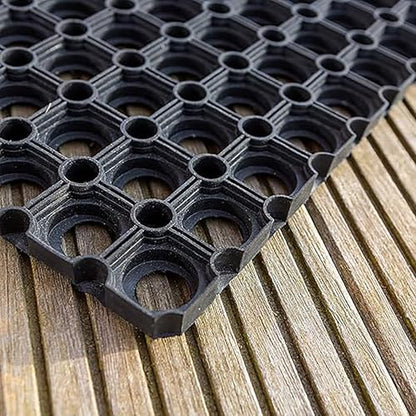 Heavy-Duty Interlocking Rubber Floor Mat, 16"x 24", Shock-Absorbing, Black - size: 24"L x 16"W x 0.6"Th