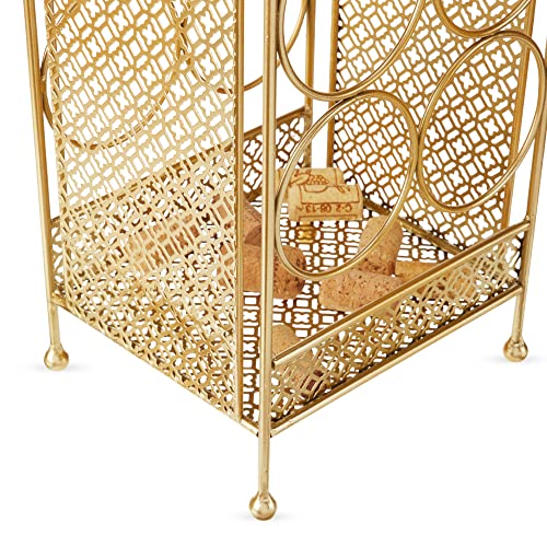 Twine Trellis Wine Rack, Holds 7 Bottles, Gold Countertop Wine Storage, Cast Iron - style: Trellis Wine Rack - 7 Bottle