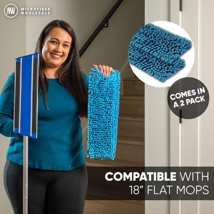 18" Dry & Wet Mucho Mop Pads - Replacement Flat Mop Heads Compatible with All 18" Microfiber Flat Mops - Reusable & Washable Microfiber Pads, 2 Pack - size: 18" Pad