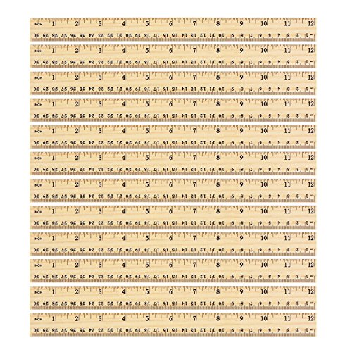 eBoot 12 Pack Wood Rulers Dual Scale Student School Ruler 12 Inch/30 cm