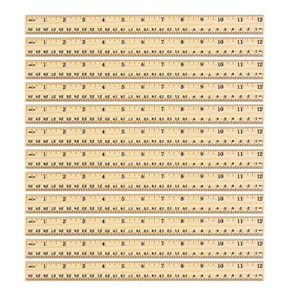 eBoot 12 Pack Wood Rulers Dual Scale Student School Ruler 12 Inch/30 cm