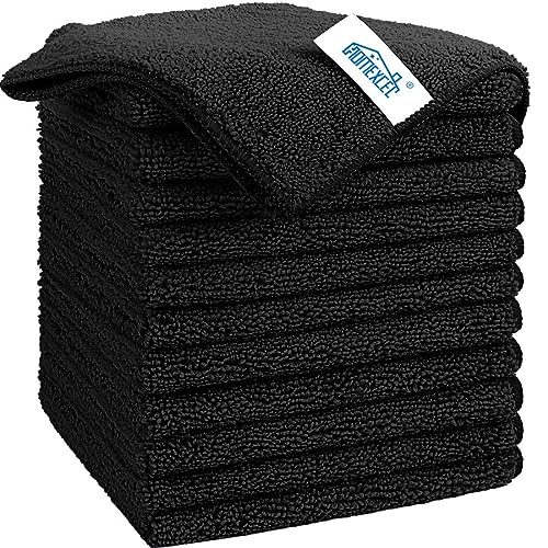 HOMEXCEL Black Microfiber Cleaning Cloth, Microfiber Towels for Car, 12 PK - color: Black
