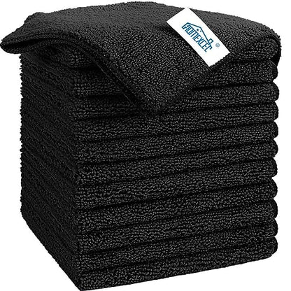 HOMEXCEL Black Microfiber Cleaning Cloth, Microfiber Towels for Car, 12 PK - color: Black